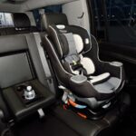 Child car seat installed on a rear vehicle seat