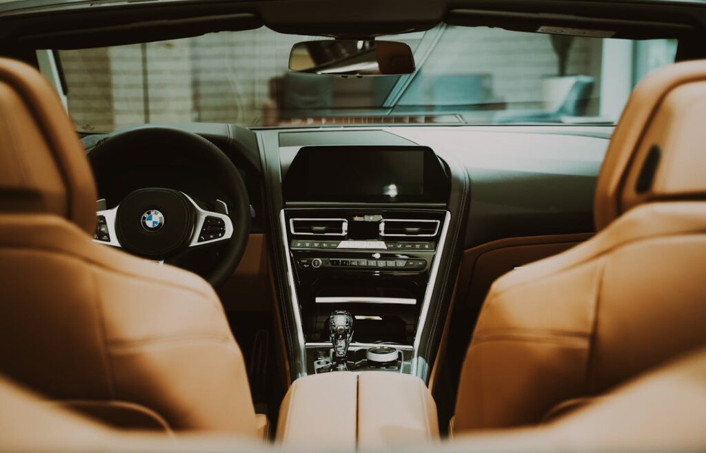 Tan leather seats in a clean car interior
