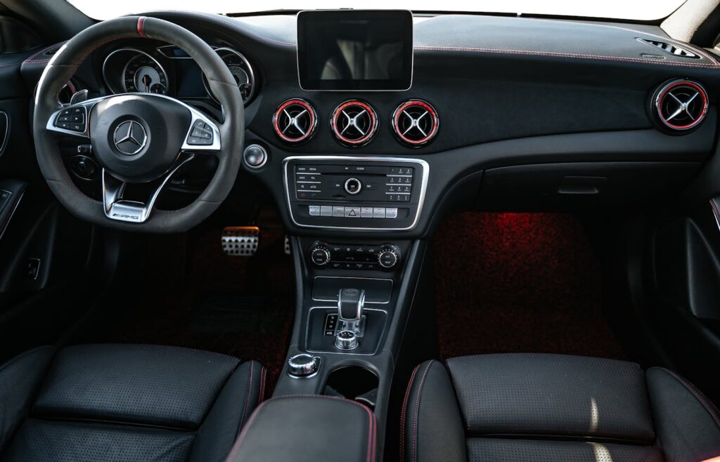 Clean modern car dashboard and front interior